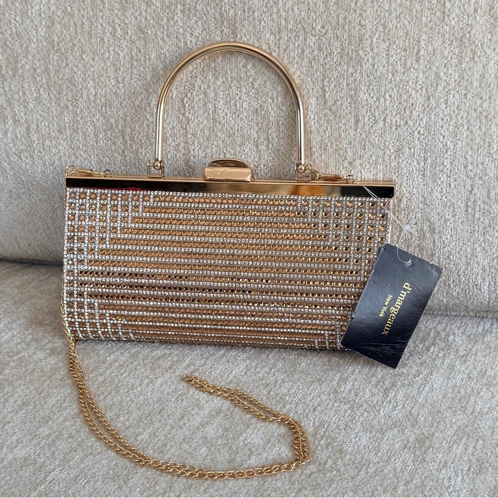 D'margeaux Elegant Gold & Silver Evening Clutch Bag